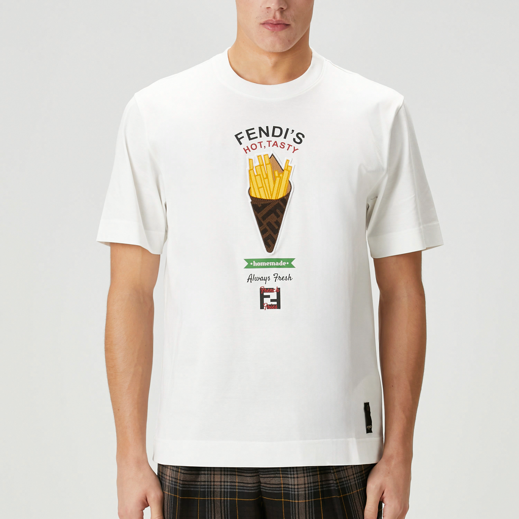Kaos Pendek FENDI dengan Motif Gambar/Cetak, Cocok untuk Pria dan WanitaF-26