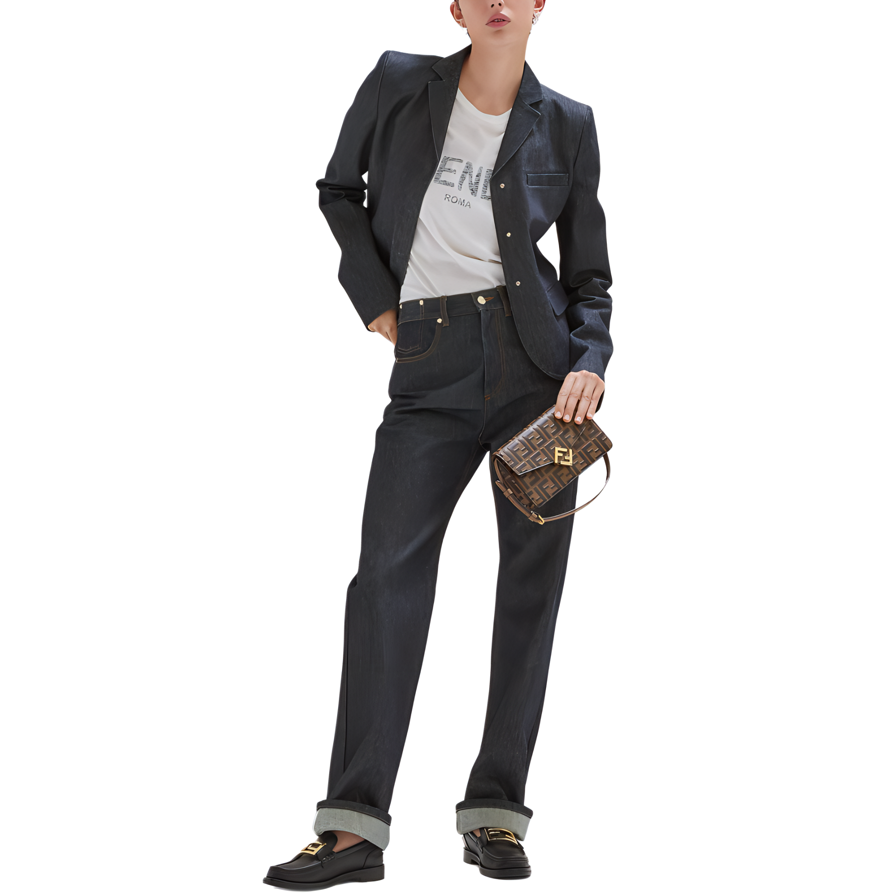 Kaos Pendek FENDI dengan Motif Gambar/Cetak, Cocok untuk Pria dan WanitaF-08