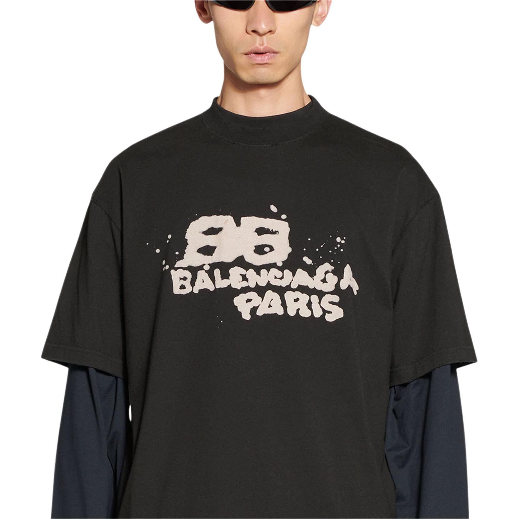 Kaos Pendek Balenciaga dengan Motif Gambar/Cetak, Cocok untuk Pria dan Wanita -BA-4