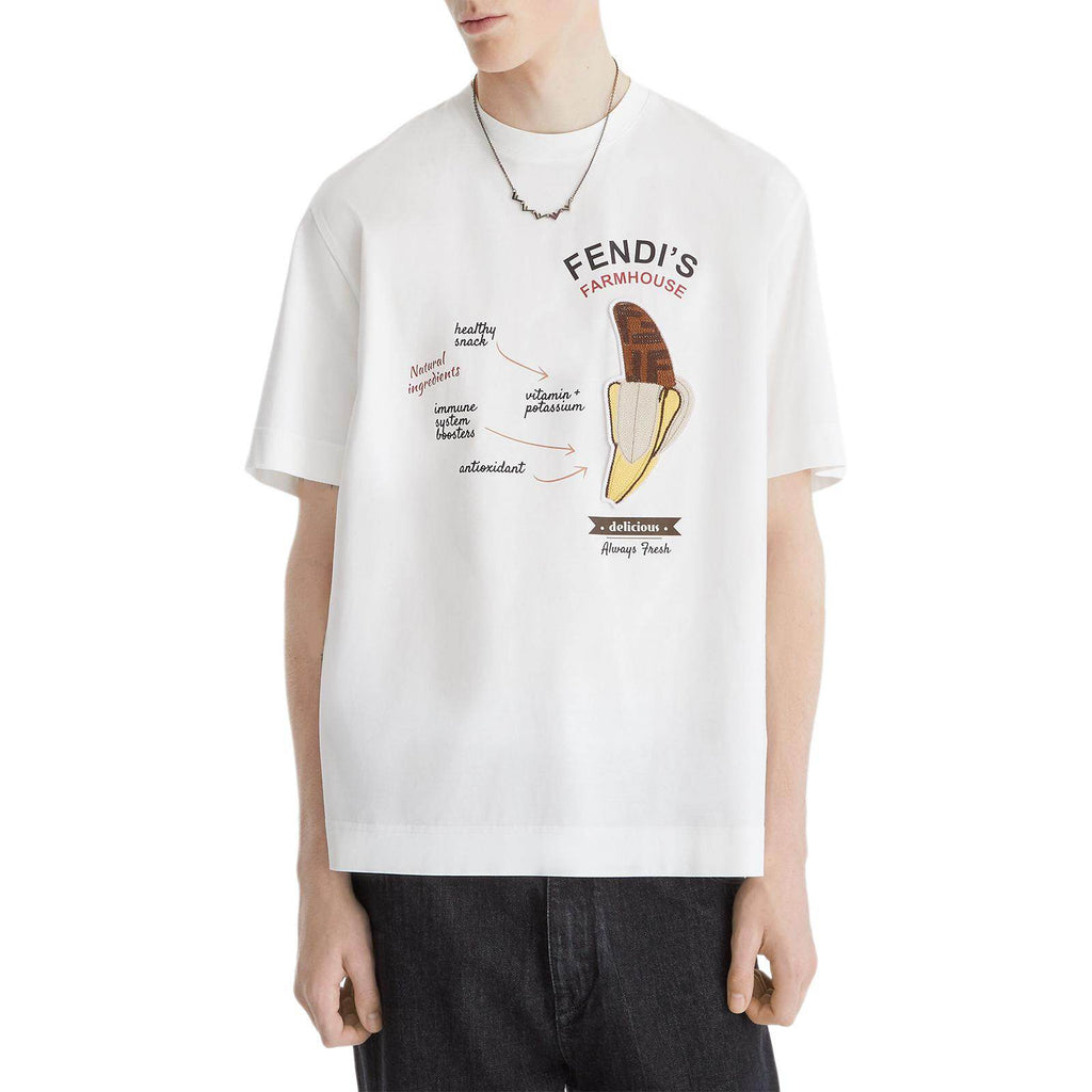 Kaos Pendek FENDI dengan Motif Gambar/Cetak, Cocok untuk Pria dan WanitaF-23