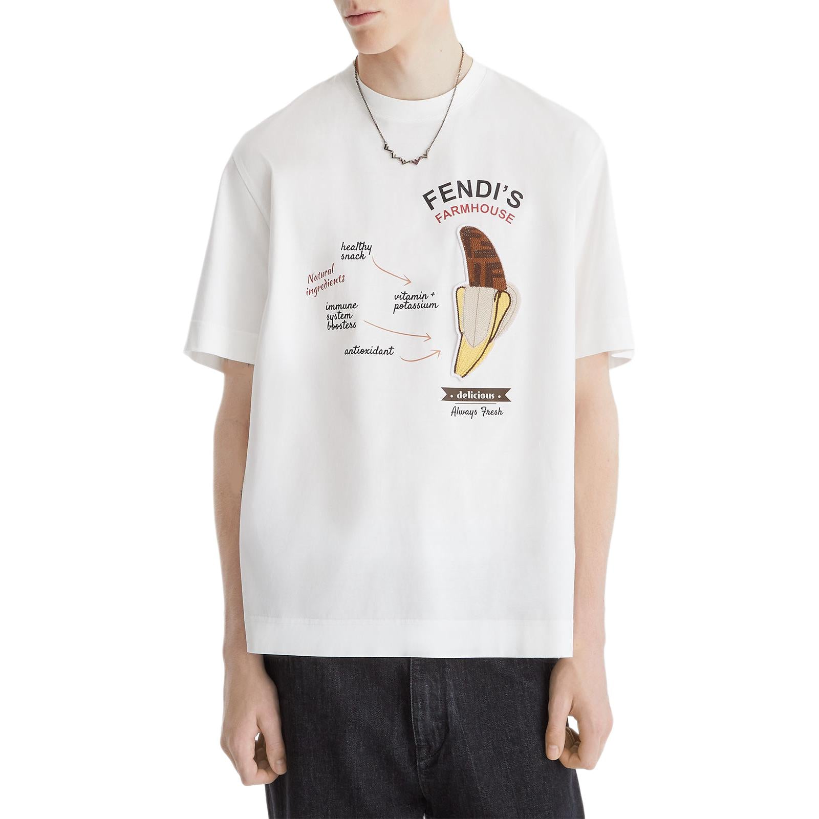 Kaos Pendek FENDI dengan Motif Gambar/Cetak, Cocok untuk Pria dan WanitaF-23