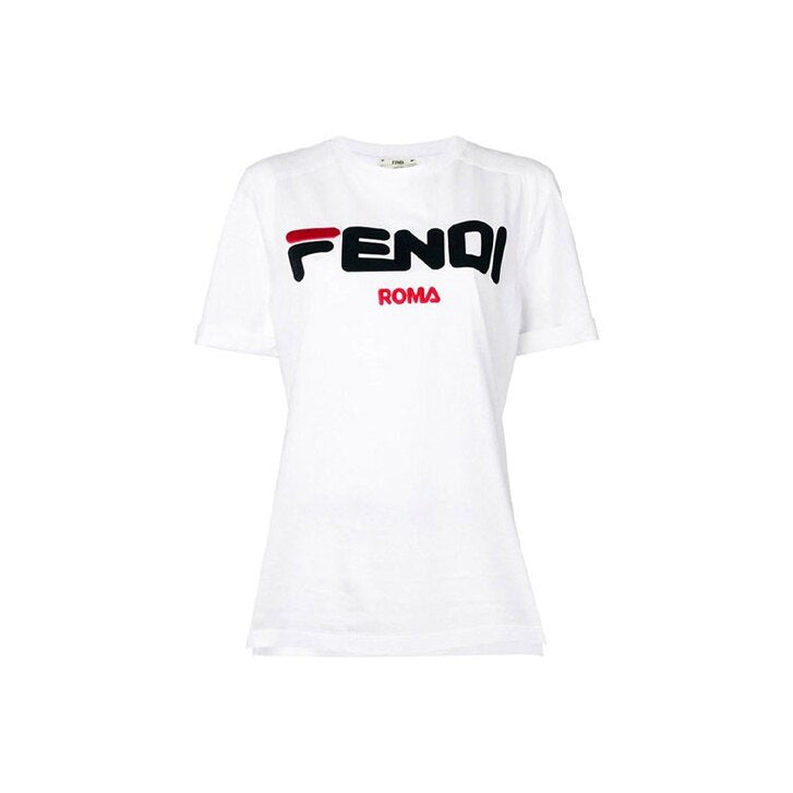Kaos Pendek FENDI dengan Motif Gambar/Cetak, Cocok untuk Pria dan WanitaF-28