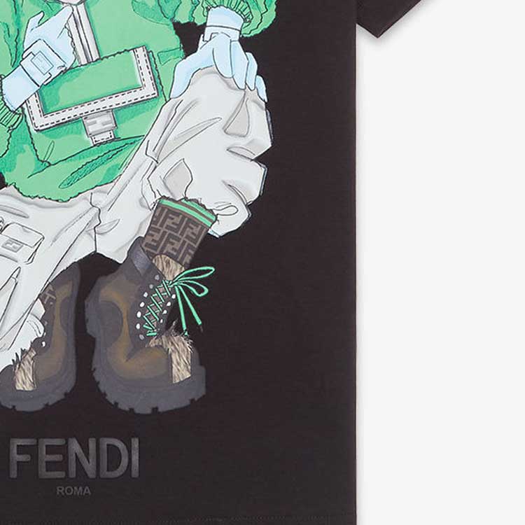 Kaos Pendek FENDI dengan Motif Gambar/Cetak, Cocok untuk Pria dan WanitaF-43