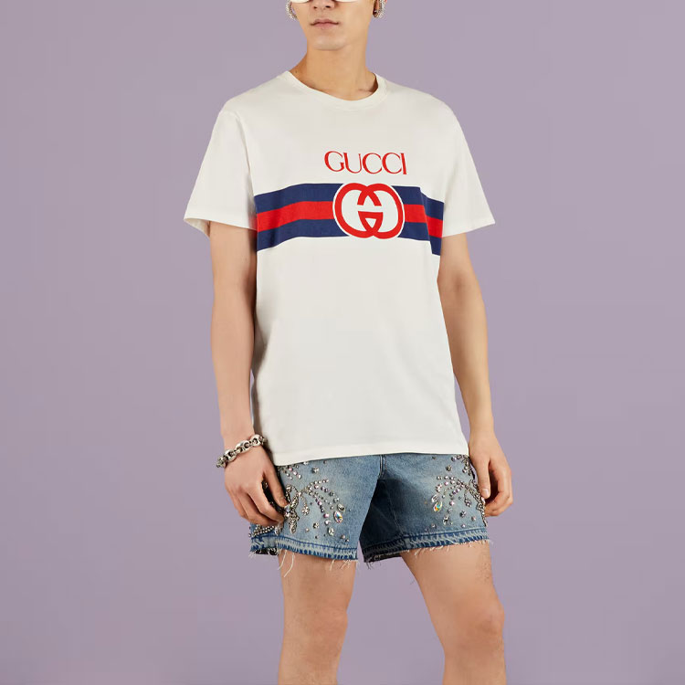 GUCCI Kaos Logo Seri Huruf, Unisex, COD '"    '"  G-49