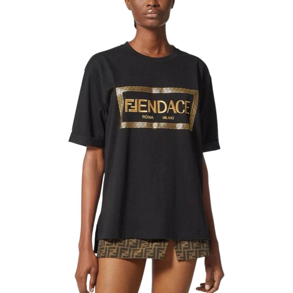 Kaos Pendek FENDI dengan Motif Gambar/Cetak, Cocok untuk Pria dan WanitaF-17