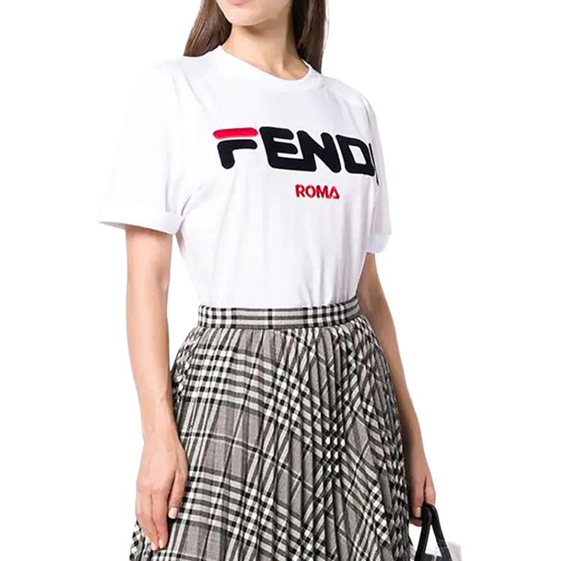 Kaos Pendek FENDI dengan Motif Gambar/Cetak, Cocok untuk Pria dan WanitaF-28
