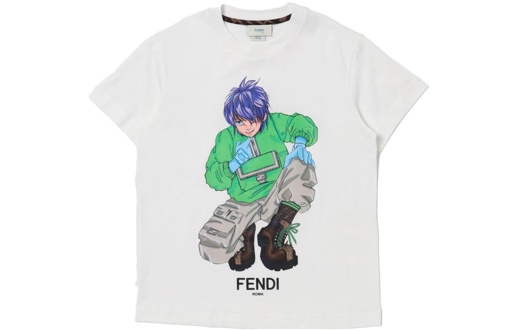 Kaos Pendek FENDI dengan Motif Gambar/Cetak, Cocok untuk Pria dan WanitaF-42