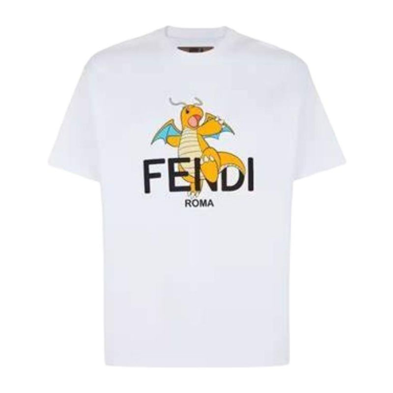 Kaos Pendek FENDI dengan Motif Gambar/Cetak, Cocok untuk Pria dan WanitaF-03