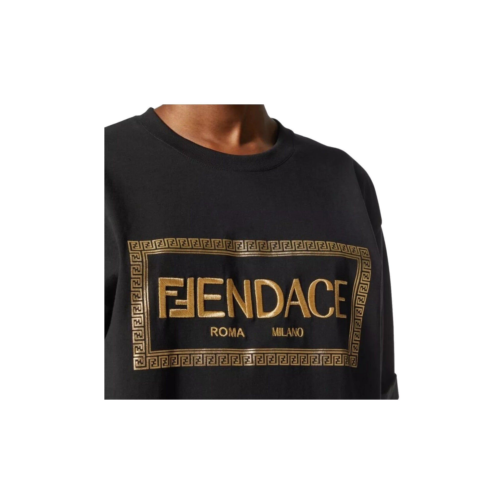 Kaos Pendek FENDI dengan Motif Gambar/Cetak, Cocok untuk Pria dan WanitaF-17