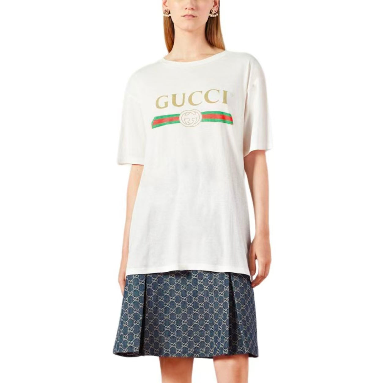 GUCCI Kaos Logo Seri Huruf, Unisex, COD '"    '"  GU9