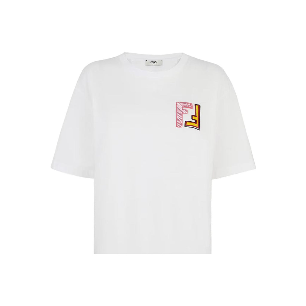 Kaos Pendek FENDI dengan Motif Gambar/Cetak, Cocok untuk Pria dan WanitaF-25
