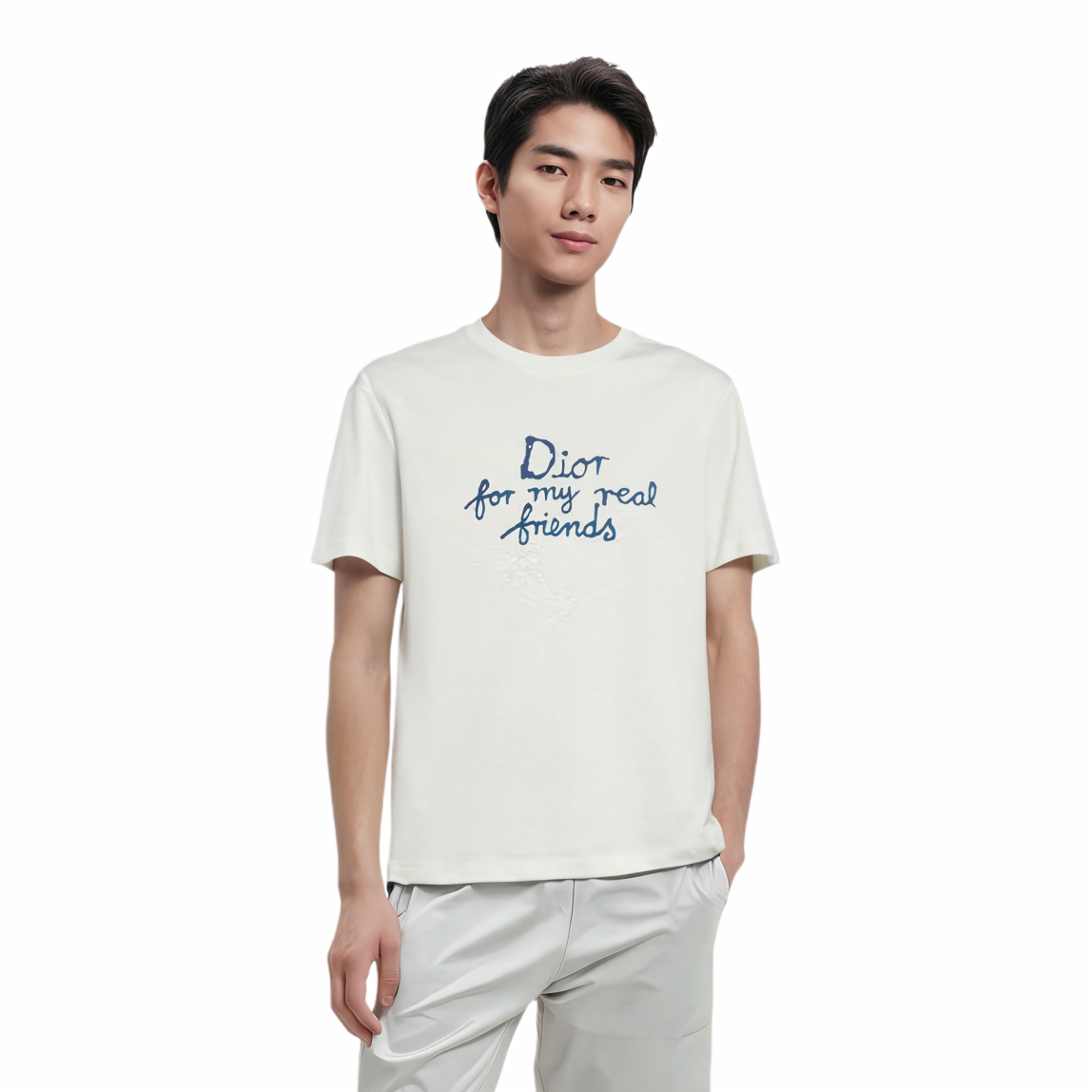 Kaos Pendek DIOR dengan Motif Gambar/Cetak, Cocok untuk Pria dan Wanita  -D-01