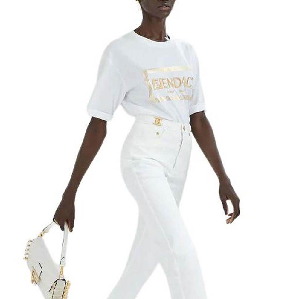 Kaos Pendek FENDI dengan Motif Gambar/Cetak, Cocok untuk Pria dan WanitaF-18