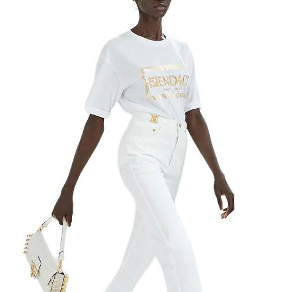 Kaos Pendek FENDI dengan Motif Gambar/Cetak, Cocok untuk Pria dan WanitaF-18