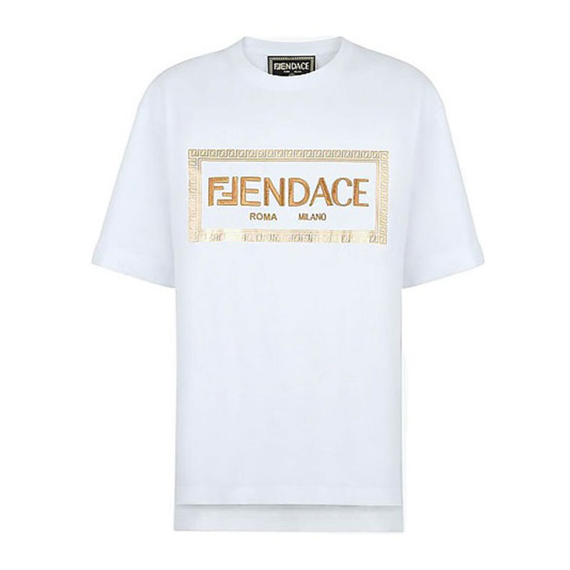 Kaos Pendek FENDI dengan Motif Gambar/Cetak, Cocok untuk Pria dan WanitaF-18