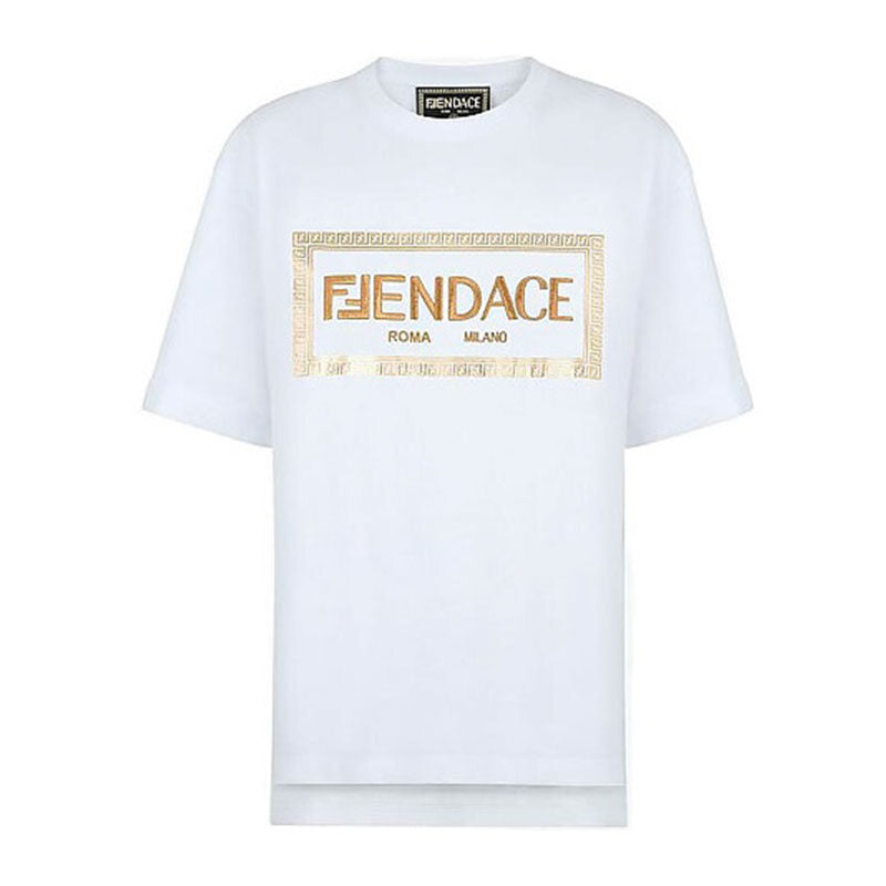 Kaos Pendek FENDI dengan Motif Gambar/Cetak, Cocok untuk Pria dan WanitaF-18