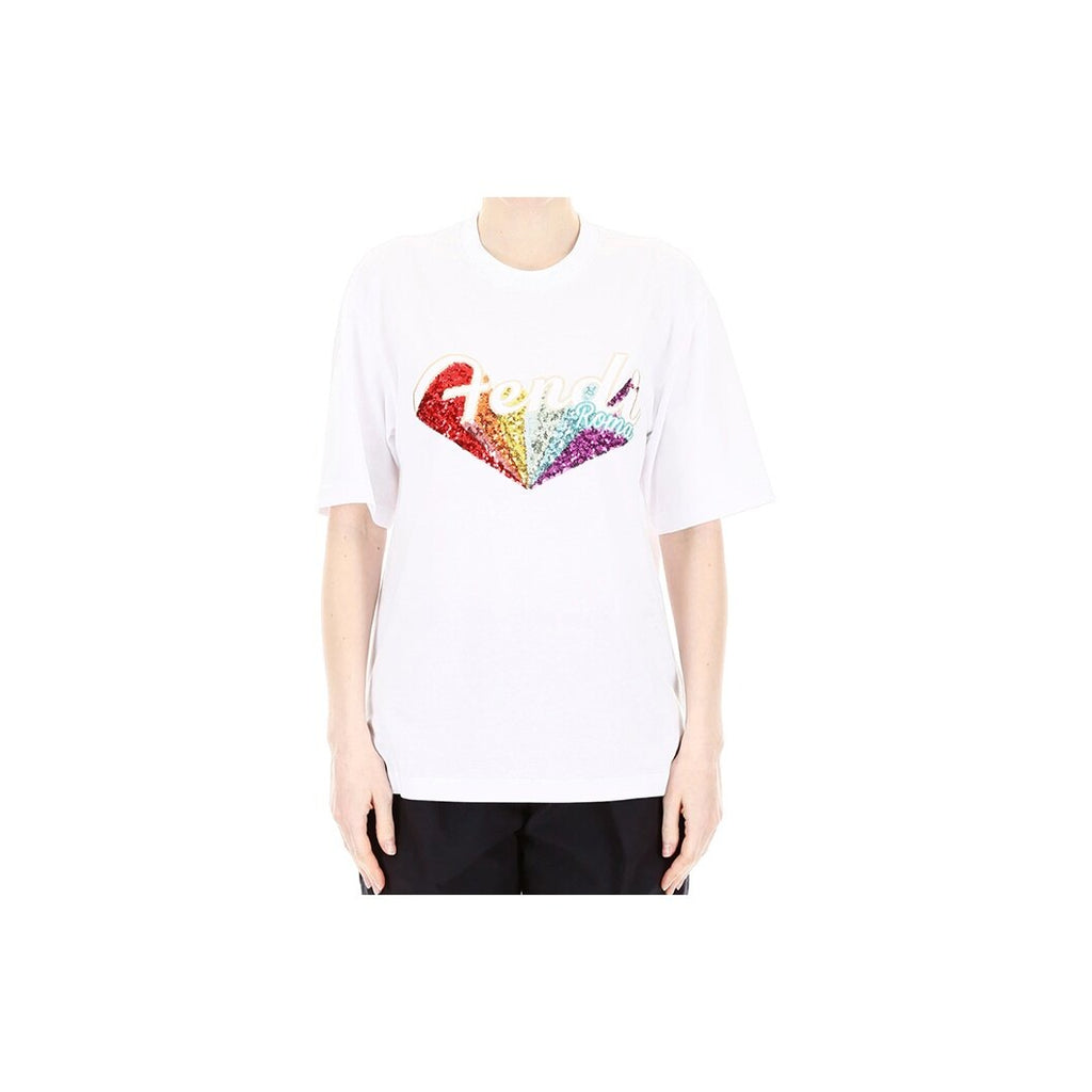 Kaos Pendek FENDI dengan Motif Gambar/Cetak, Cocok untuk Pria dan WanitaF-31