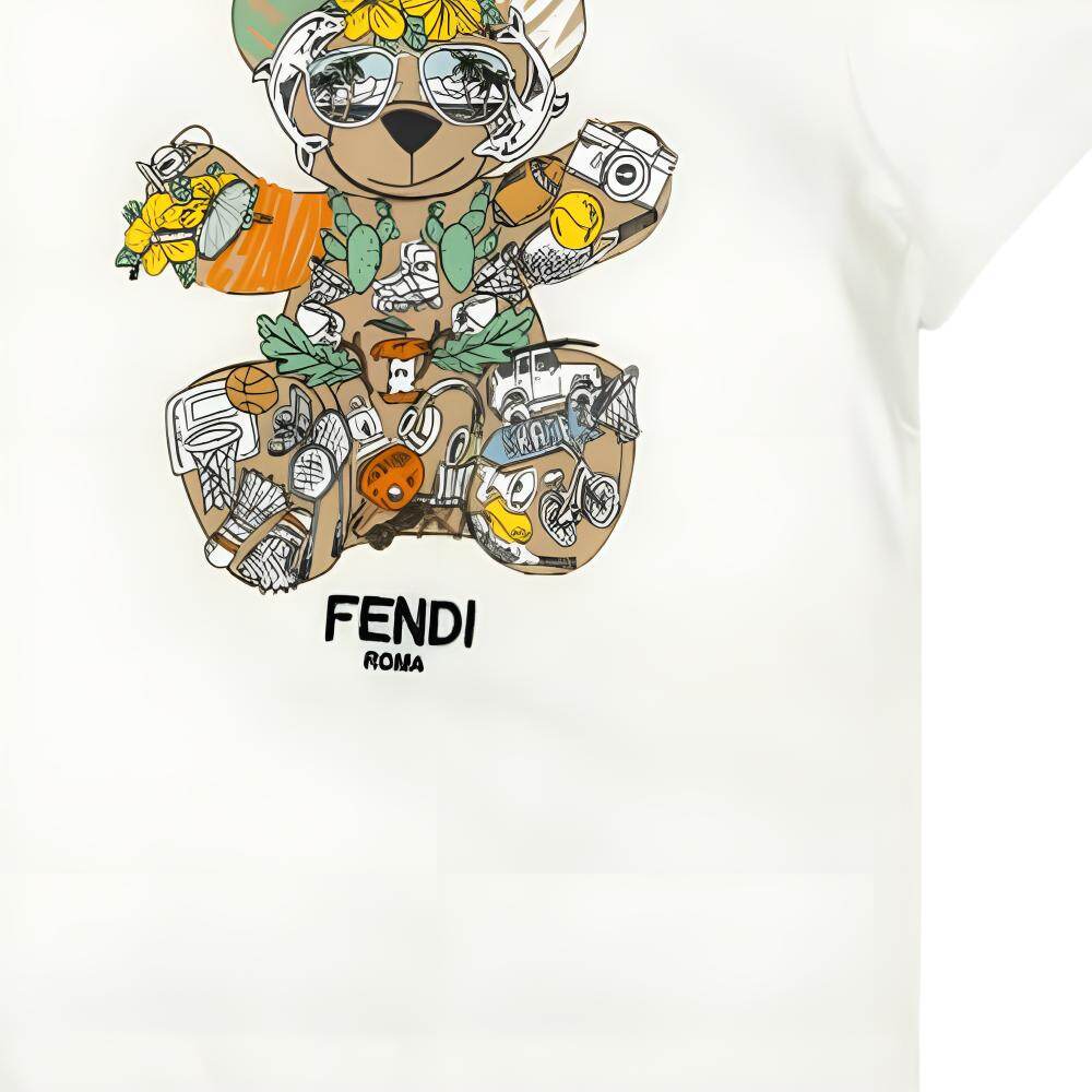 Kaos Pendek FENDI dengan Motif Gambar/Cetak, Cocok untuk Pria dan WanitaF-34