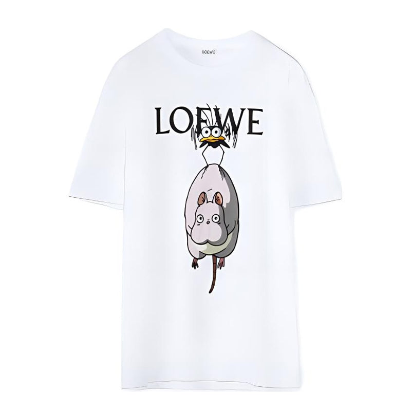Kaos Pendek LOEWE dengan Motif Gambar/Cetak, Cocok untuk Pria dan Wanita -LE-11