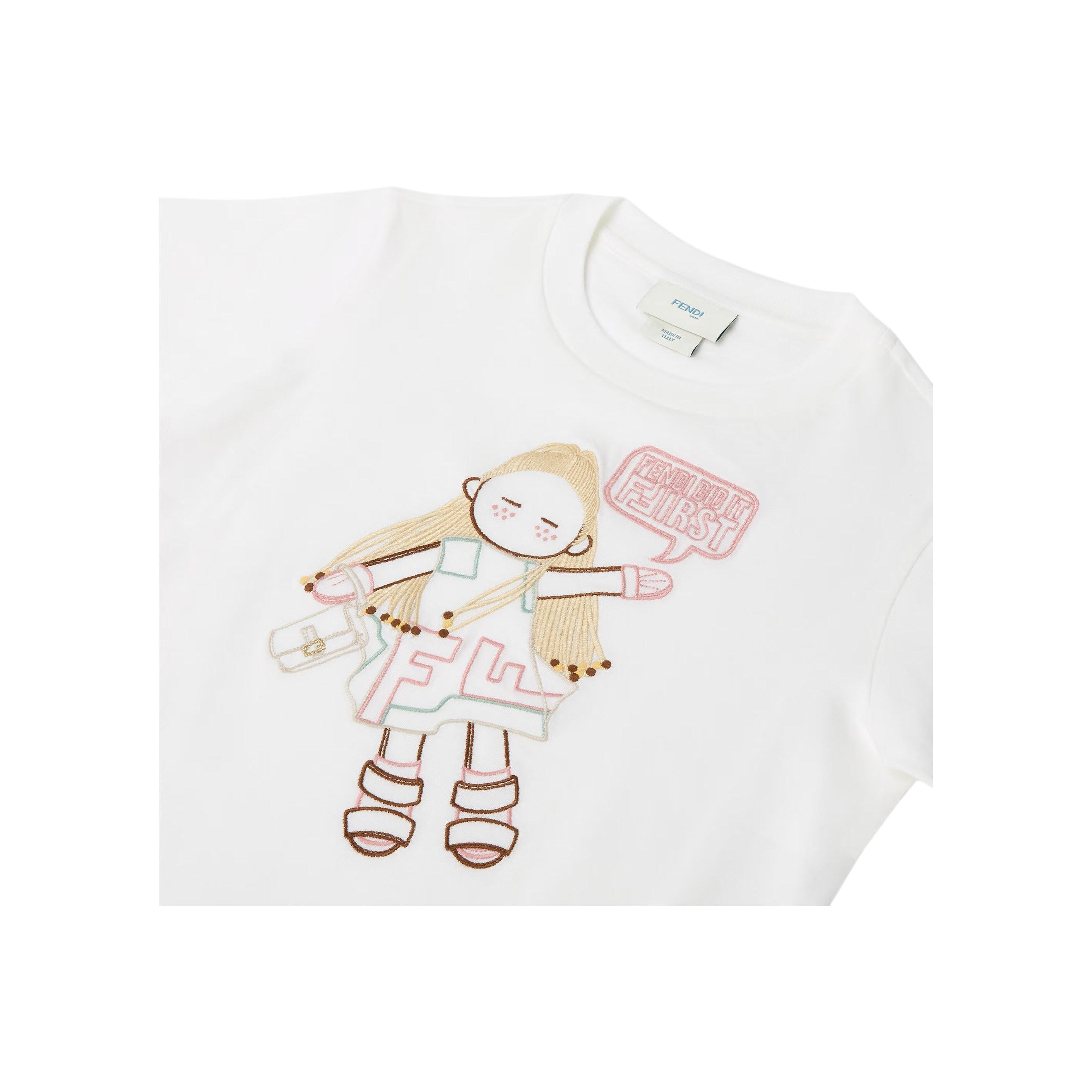 Kaos Pendek FENDI dengan Motif Gambar/Cetak, Cocok untuk Pria dan WanitaF-44