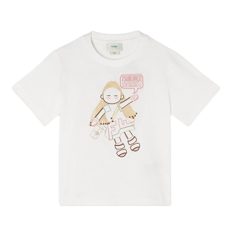 Kaos Pendek FENDI dengan Motif Gambar/Cetak, Cocok untuk Pria dan WanitaF-44