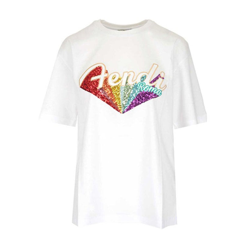 Kaos Pendek FENDI dengan Motif Gambar/Cetak, Cocok untuk Pria dan WanitaF-31