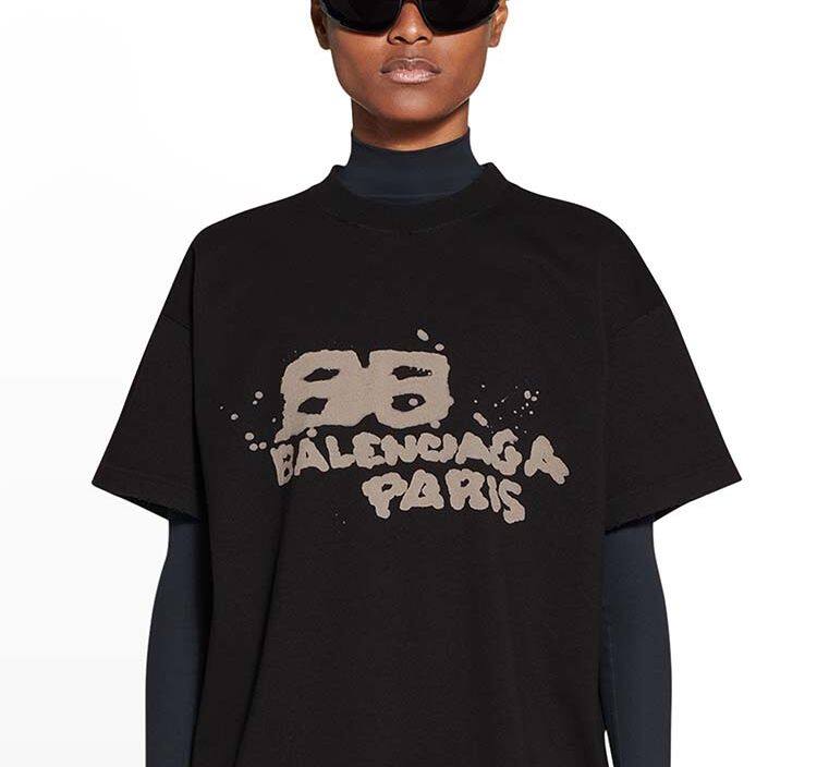 Kaos Pendek Balenciaga dengan Motif Gambar/Cetak, Cocok untuk Pria dan Wanita -BL-18