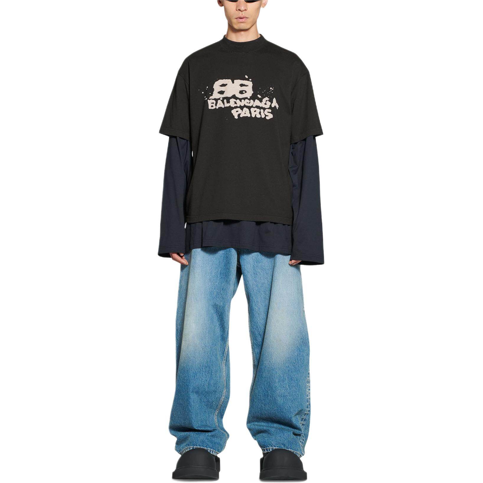 Kaos Pendek Balenciaga dengan Motif Gambar/Cetak, Cocok untuk Pria dan Wanita -BA-4