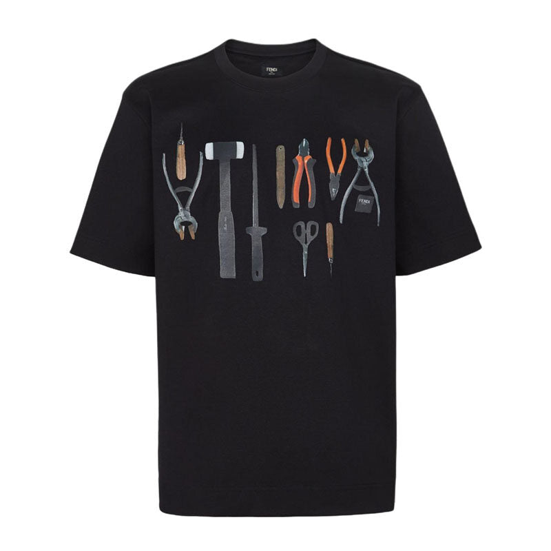 Kaos Pendek FENDI dengan Motif Gambar/Cetak, Cocok untuk Pria dan WanitaF-21