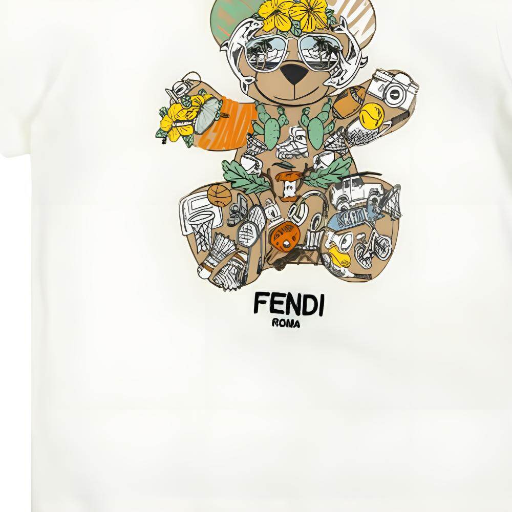 Kaos Pendek FENDI dengan Motif Gambar/Cetak, Cocok untuk Pria dan WanitaF-34