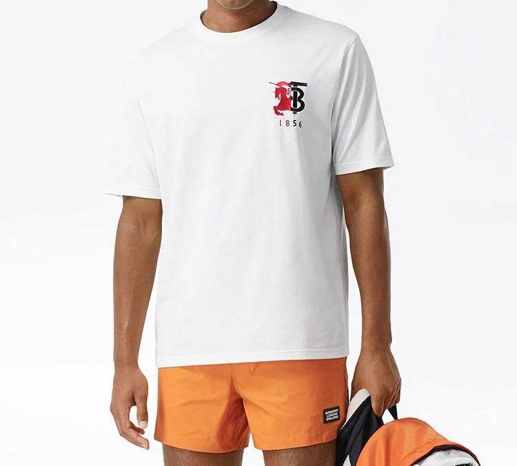 Burberry Kaos Logo Seri Huruf, Unisex, COD '"B-52