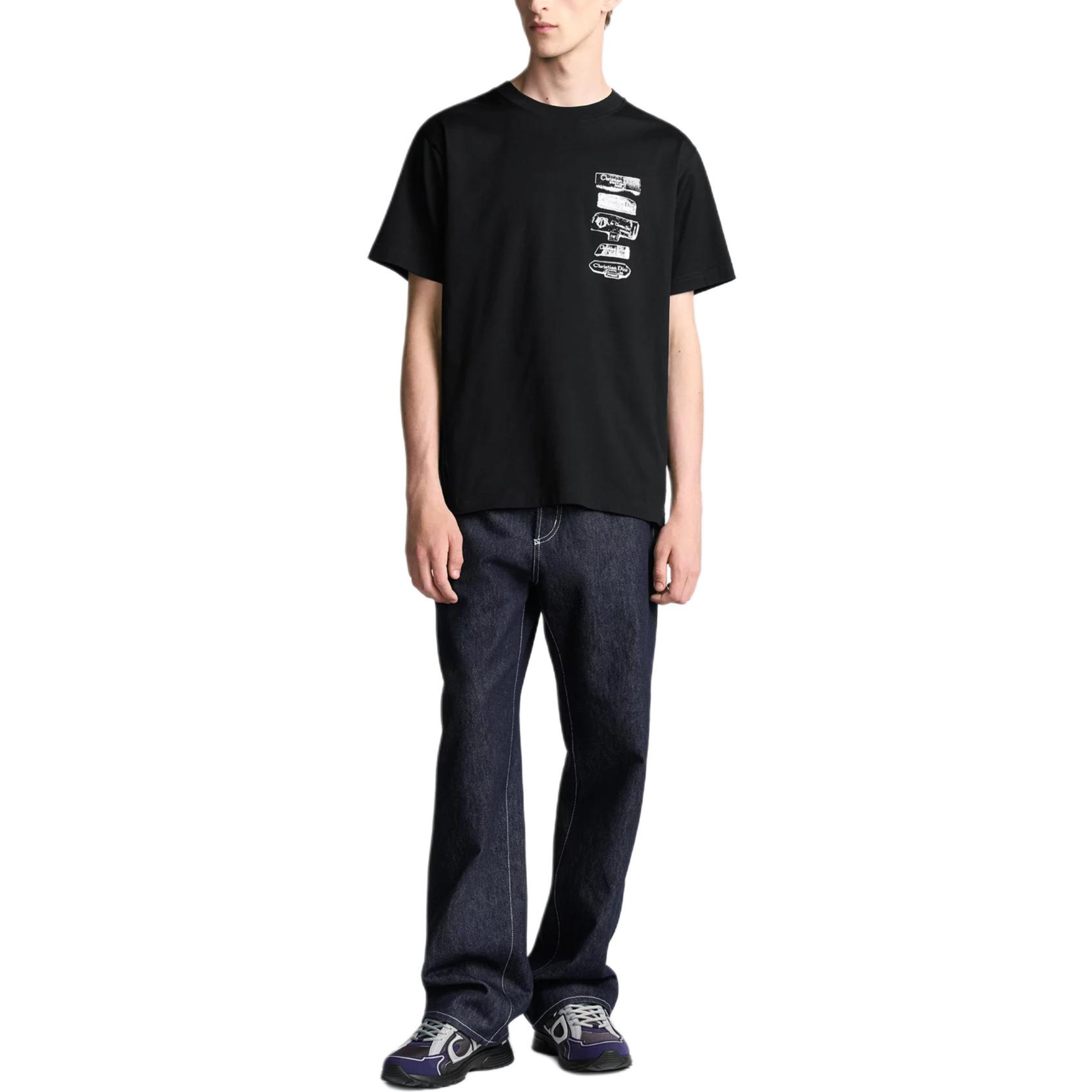 Kaos Pendek DIOR dengan Motif Gambar/Cetak, Cocok untuk Pria dan Wanita  -D-19