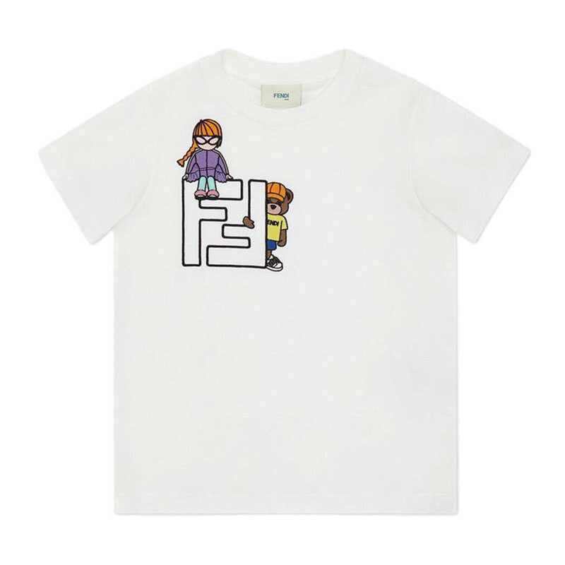 Kaos Pendek FENDI dengan Motif Gambar/Cetak, Cocok untuk Pria dan WanitaF-32