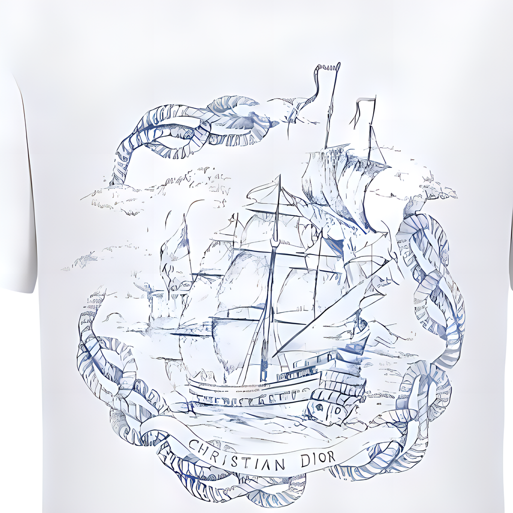 Kaos Pendek DIOR dengan Motif Gambar/Cetak, Cocok untuk Pria dan Wanita  -D-20