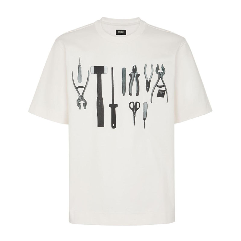 Kaos Pendek FENDI dengan Motif Gambar/Cetak, Cocok untuk Pria dan WanitaF-22