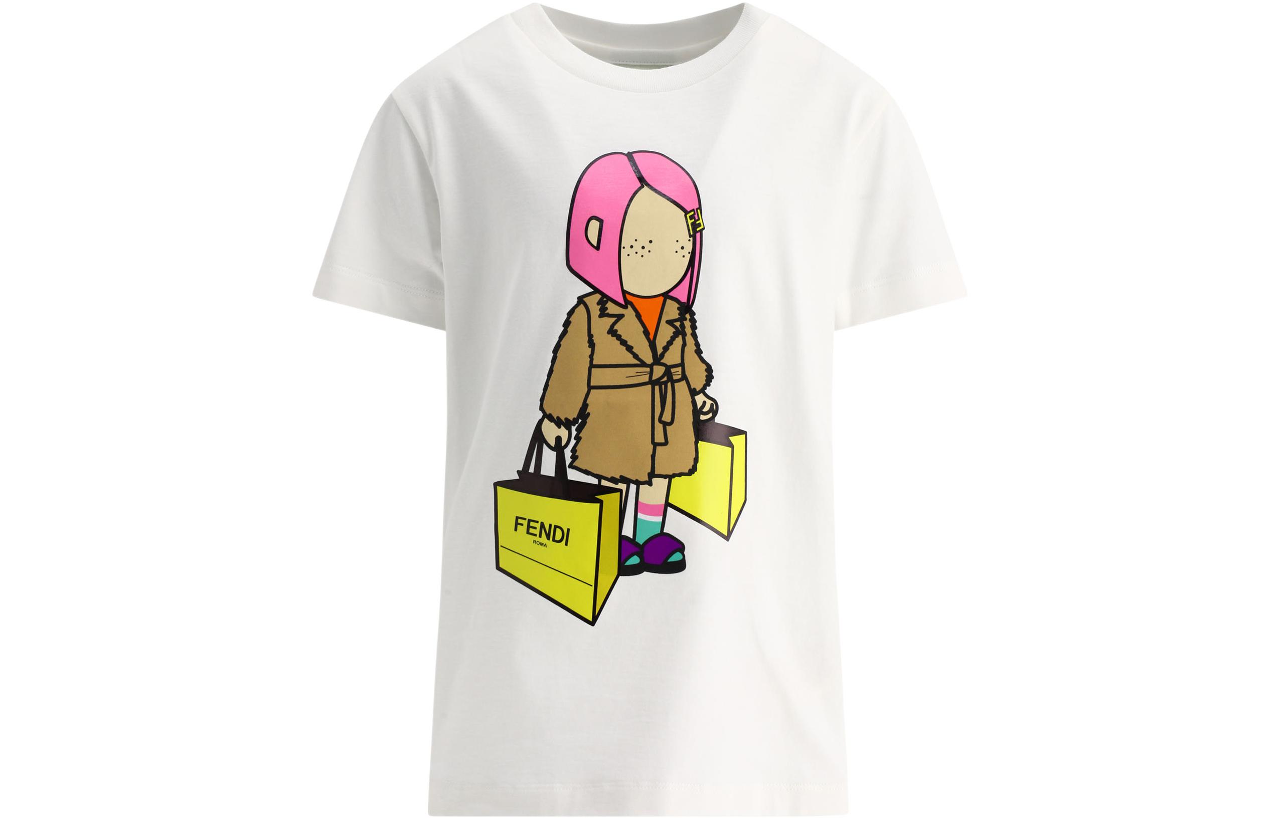 Kaos Pendek FENDI dengan Motif Gambar/Cetak, Cocok untuk Pria dan WanitaF-41