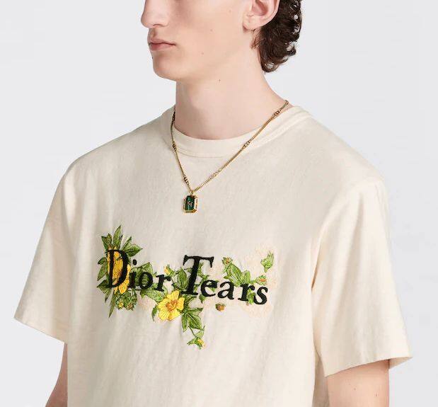 Kaos Pendek DIOR dengan Motif Gambar/Cetak, Cocok untuk Pria dan Wanita  -D-08