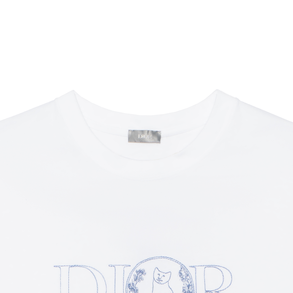 Kaos Pendek DIOR dengan Motif Gambar/Cetak, Cocok untuk Pria dan Wanita  -D-05