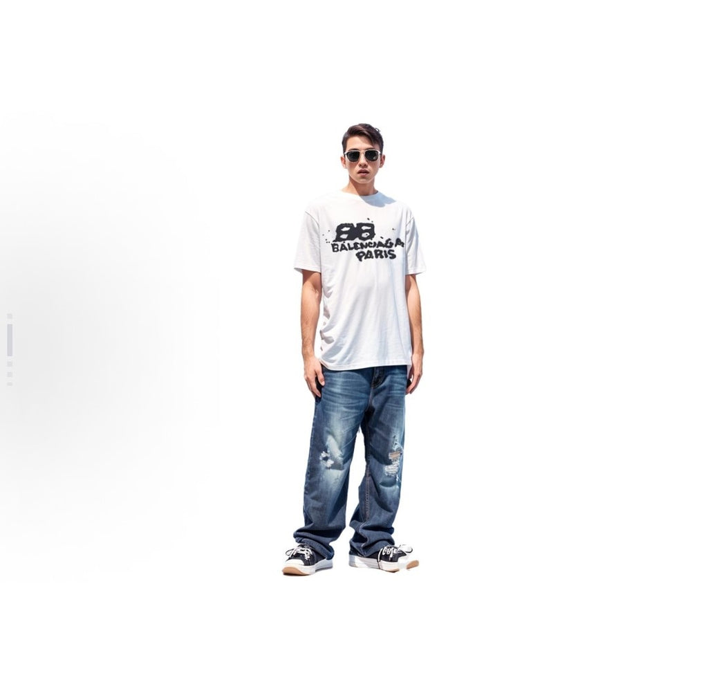 Kaos Pendek Balenciaga dengan Motif Gambar/Cetak, Cocok untuk Pria dan Wanita -BA-4