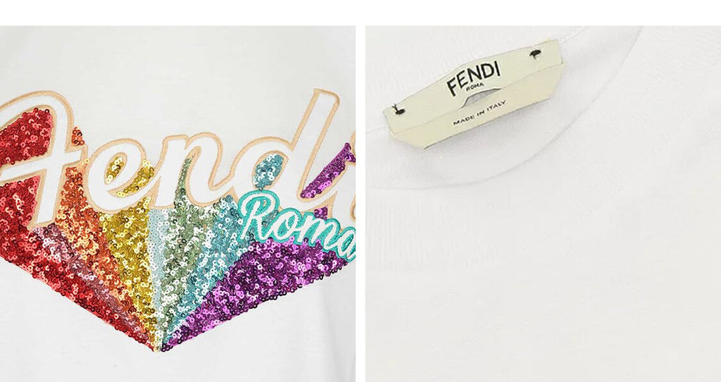 Kaos Pendek FENDI dengan Motif Gambar/Cetak, Cocok untuk Pria dan WanitaF-31