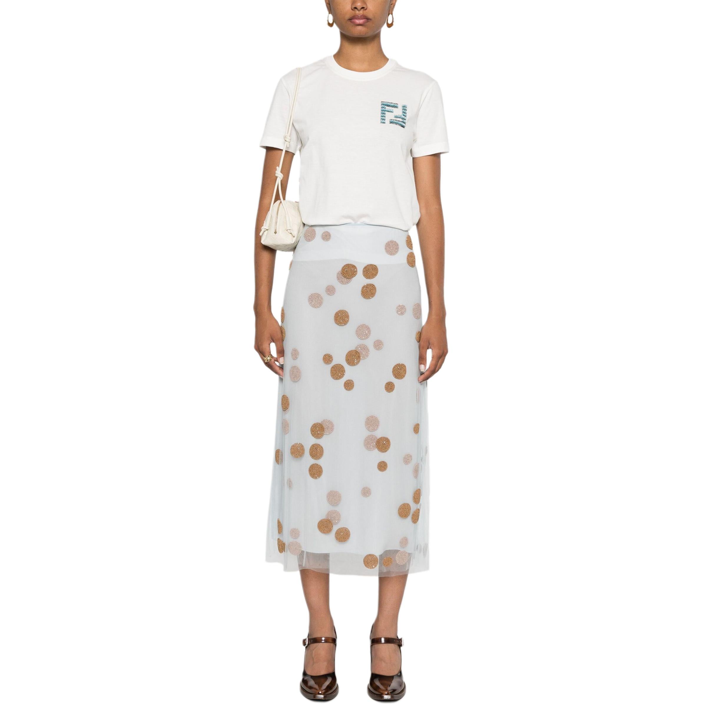 Kaos Pendek FENDI dengan Motif Gambar/Cetak, Cocok untuk Pria dan WanitaF-20