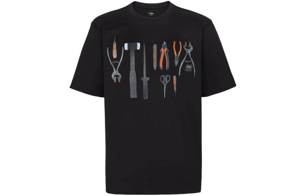 Kaos Pendek FENDI dengan Motif Gambar/Cetak, Cocok untuk Pria dan WanitaF-21