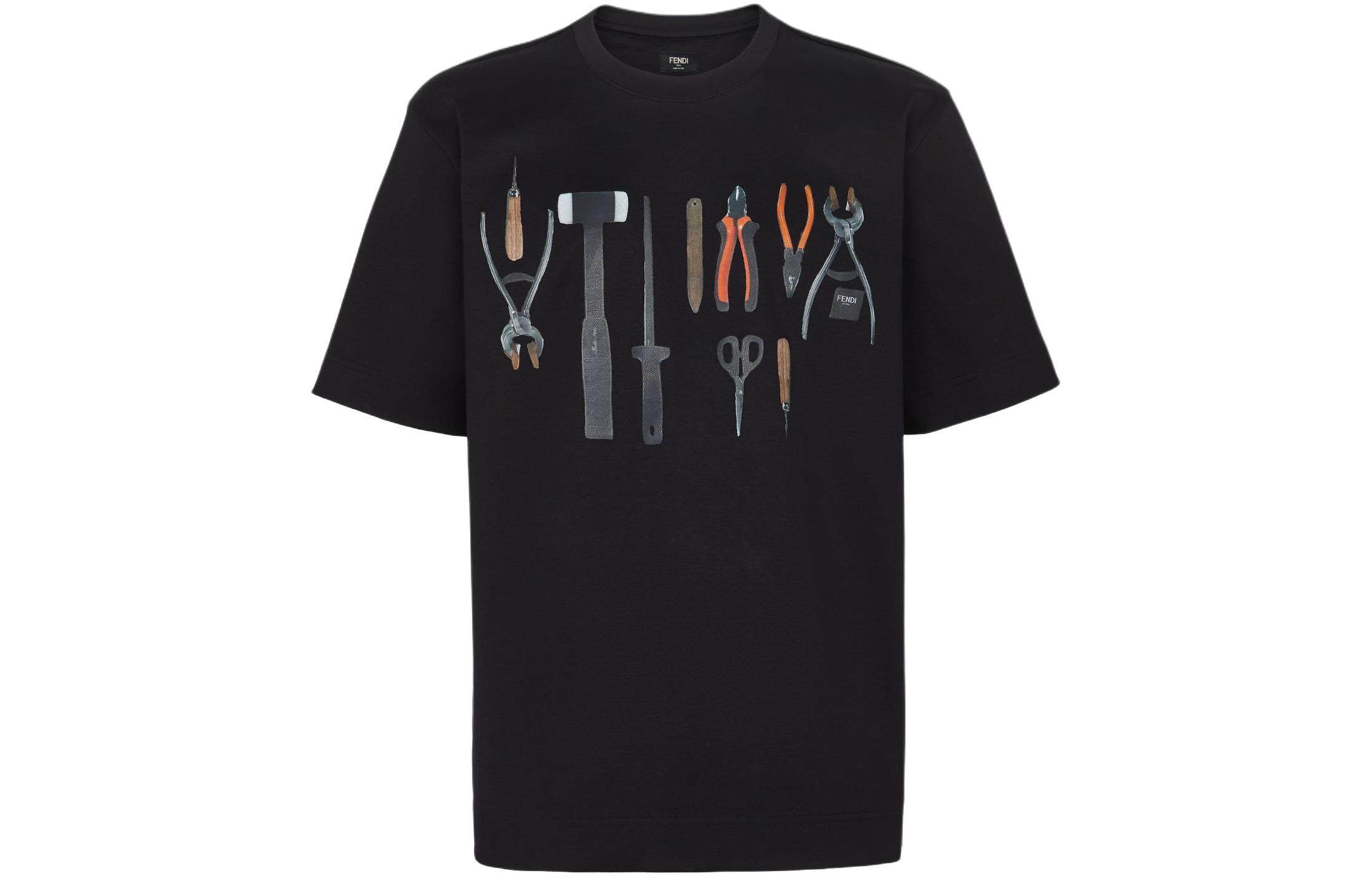 Kaos Pendek FENDI dengan Motif Gambar/Cetak, Cocok untuk Pria dan WanitaF-21