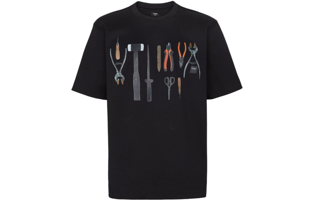 Kaos Pendek FENDI dengan Motif Gambar/Cetak, Cocok untuk Pria dan WanitaF-21