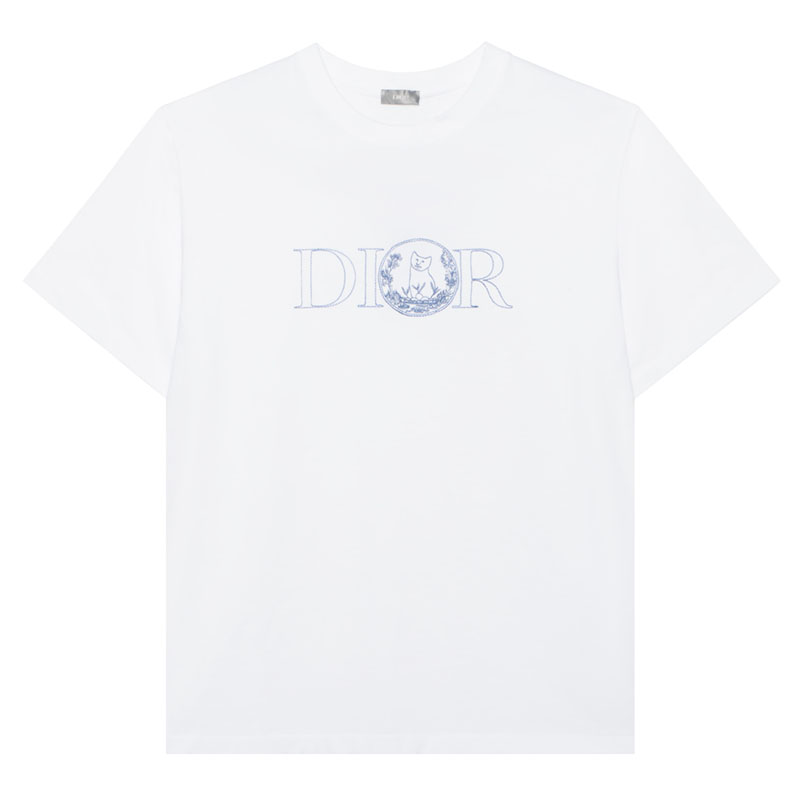 Kaos Pendek DIOR dengan Motif Gambar/Cetak, Cocok untuk Pria dan Wanita  -D-05