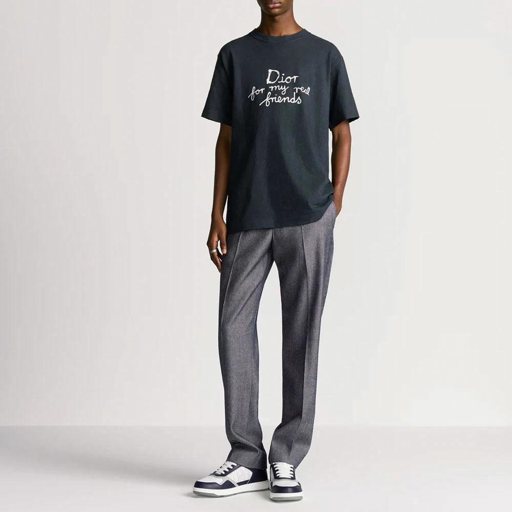 Kaos Pendek DIOR dengan Motif Gambar/Cetak, Cocok untuk Pria dan Wanita  -D-02