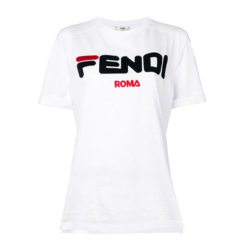 Kaos Pendek FENDI dengan Motif Gambar/Cetak, Cocok untuk Pria dan WanitaF-28