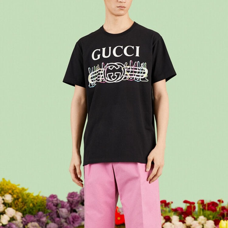 GUCCI Kaos Logo Seri Huruf, Unisex, COD '"    '"  G-43