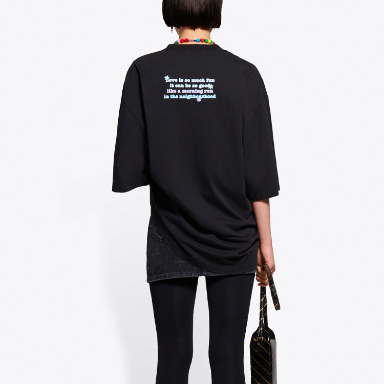 Kaos Pendek Balenciaga dengan Motif Gambar/Cetak, Cocok untuk Pria dan Wanita -BL-06