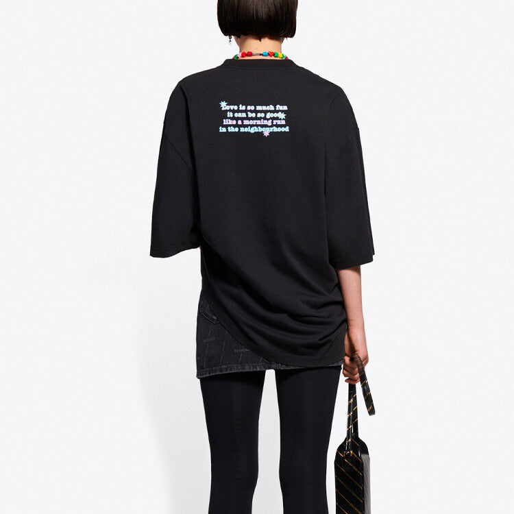 Kaos Pendek Balenciaga dengan Motif Gambar/Cetak, Cocok untuk Pria dan Wanita -BL-06